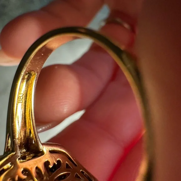 Black Spinel 18k Yellow Gold Over Silver Ring 5.69 CTW. Ring Size 9.5 - Picture 4 of 7